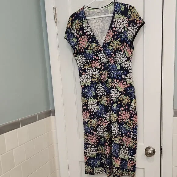 Boden Size 8 L Floral V-Neck Dress - Picture 2 of 6